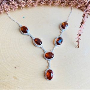 Hesonite Garnet Sterling Silver Necklace